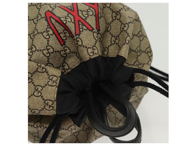 GUCCI GG Supreme Drawstring Backpack PVC Beige 473872 Auth BA4762 - view 6