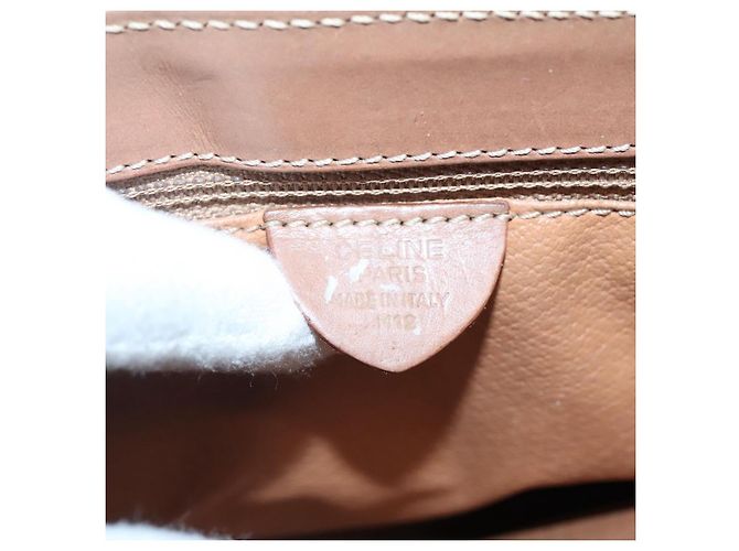 Céline Borsa a mano in tela Macadam CELINE in pelle PVC marrone oro Auth 135077 D'oro - vista 12