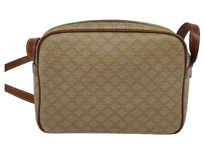 Céline Borsa a Spalla in Tela Macadam CELINE Beige Auth 138274 - vista 2