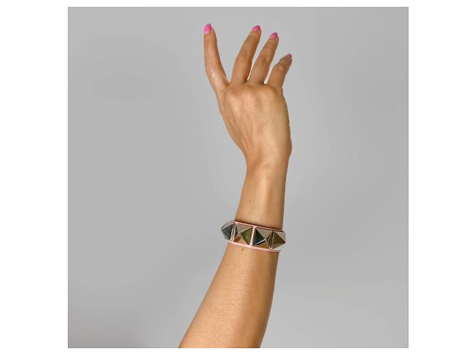 Valentino Garavani Bracciale in pelle Rockstud rosa - vista 2