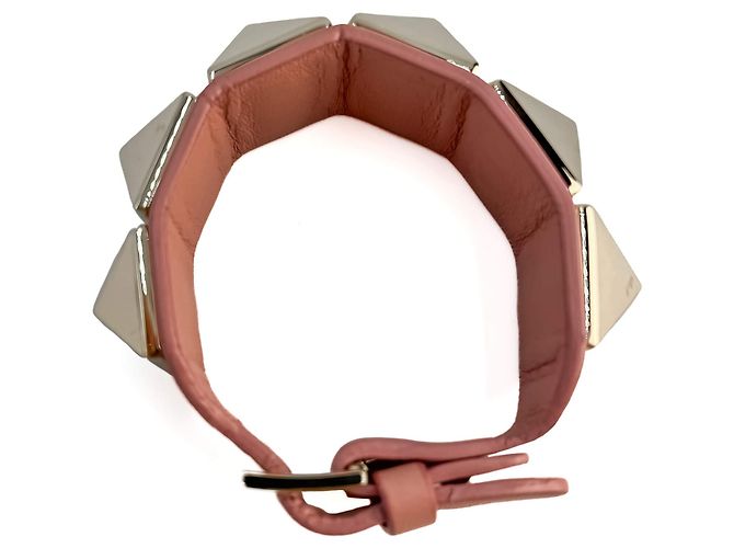 Valentino Garavani Bracciale in pelle Rockstud rosa - vista 5
