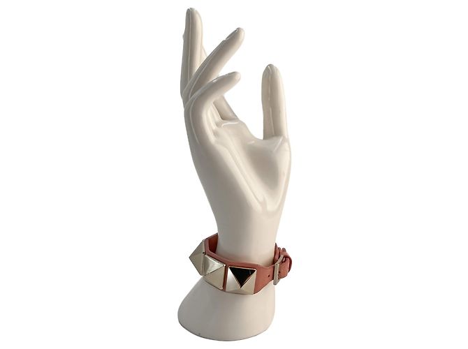 Valentino Garavani Bracciale in pelle Rockstud rosa - vista 9