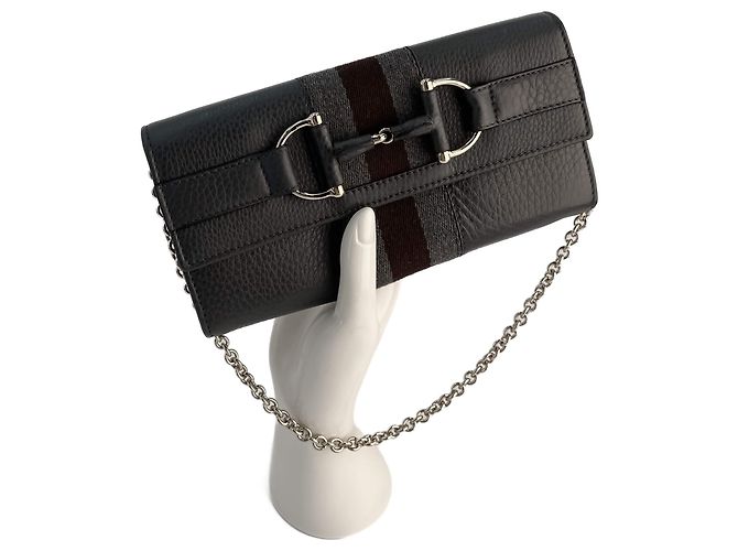 Gucci Borsa a tracolla in pelle Horsebit Web grigia Grigio - vista 12