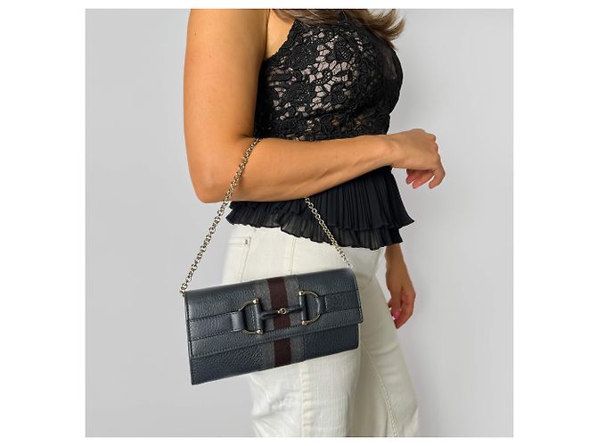 Gucci Borsa a tracolla in pelle Horsebit Web grigia Grigio - vista 2