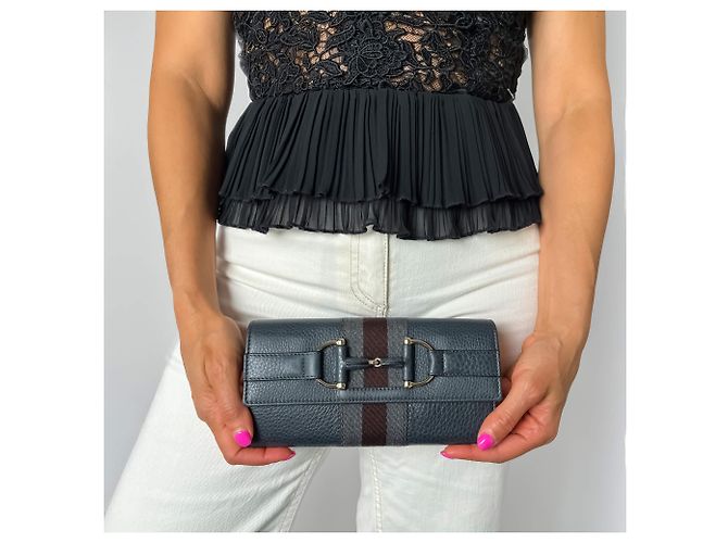 Gucci Borsa a tracolla in pelle Horsebit Web grigia Grigio - vista 3