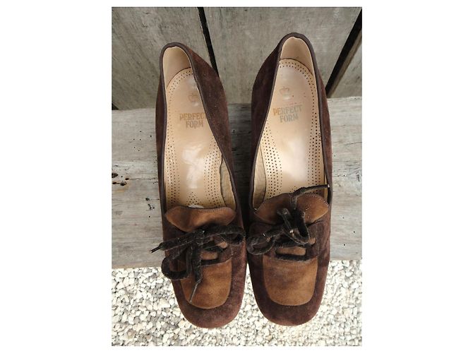 Autre Marque Ballerine in pelle di cervo marrone scuro - vista 3
