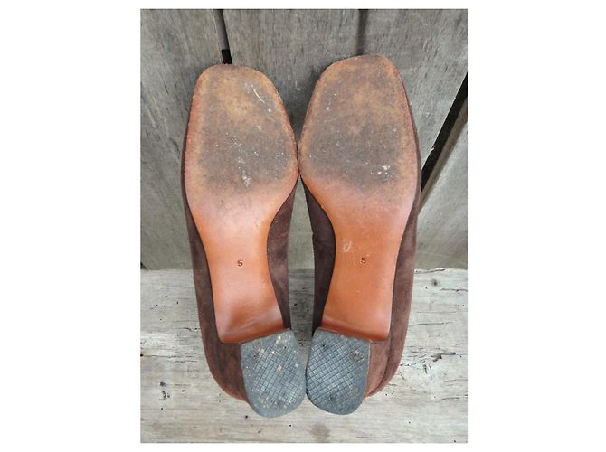 Autre Marque Ballerine in pelle di cervo marrone scuro - vista 6
