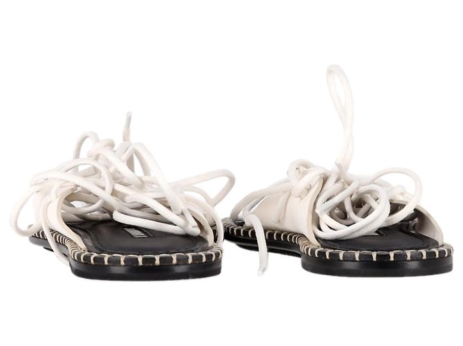 Ann Demeulemeester Self-Tie Flat Sandals in White Leather - view 5