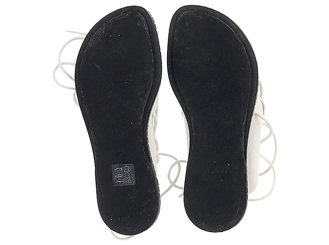 Ann Demeulemeester Self-Tie Flat Sandals in White Leather - view 6