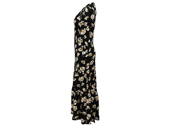 Vestido midi de satén jacquard con estampado floral Ullia de Ba&sh en viscosa negra - vista 2
