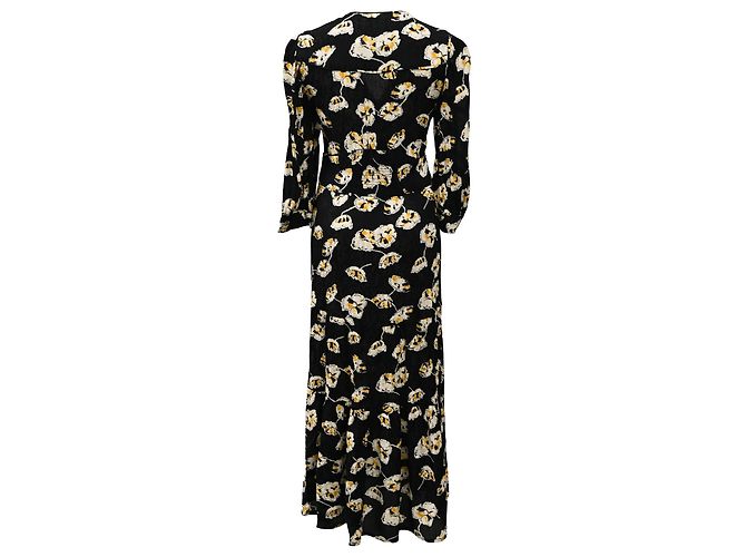Vestido midi de satén jacquard con estampado floral Ullia de Ba&sh en viscosa negra - vista 3