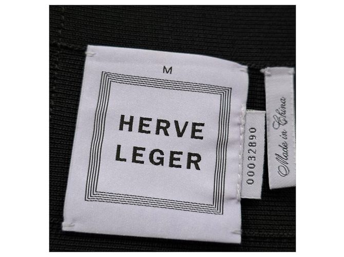 Herve Leger Mini-Bleistiftrock in Schwarz und Beige Rayon - Ansicht 3