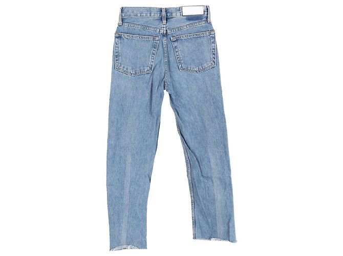 Re/Done Raw Hem Straight-Leg Jeans aus blauer Baumwoll-Denim - Ansicht 2