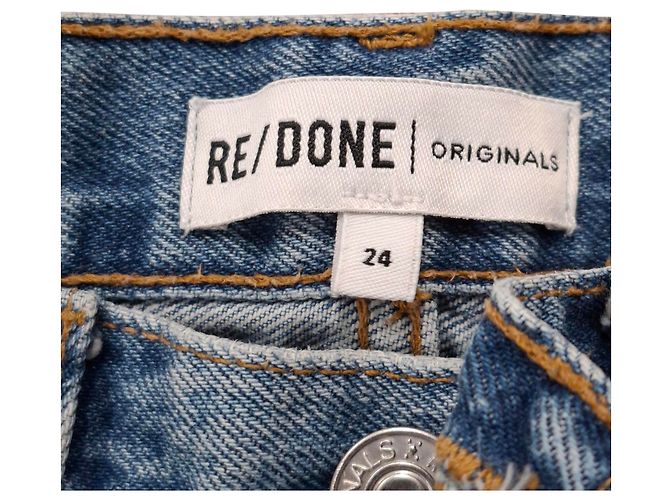 Re/Done Raw Hem Straight-Leg Jeans aus blauer Baumwoll-Denim - Ansicht 3