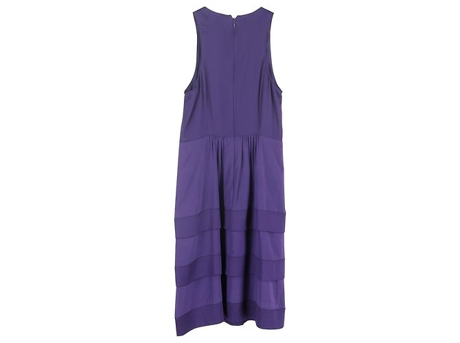 Abito Midi a Strati Burberry in Viscosa Viola Porpora - vista 2