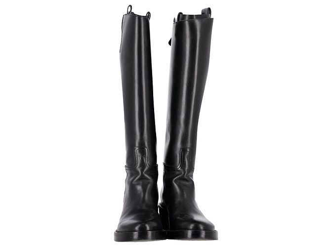 Ann Demeulemeester Block-Heel Knee-High Riding Boots in Black Leather - view 2