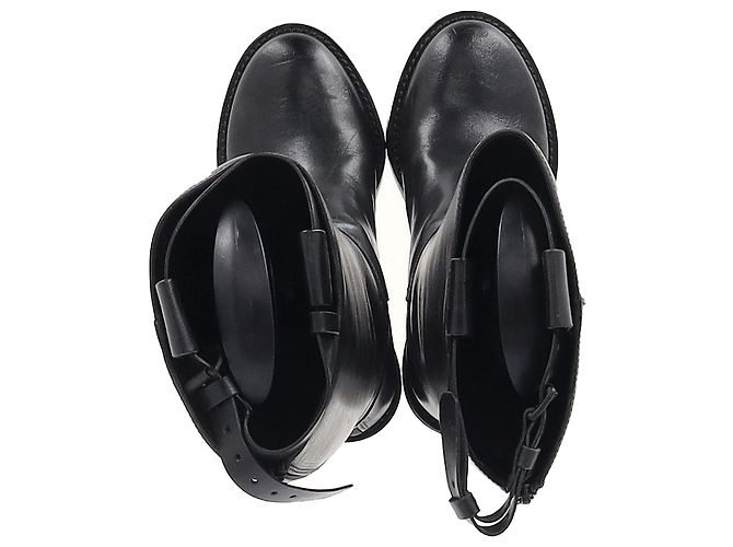Ann Demeulemeester Block-Heel Knee-High Riding Boots in Black Leather - view 3