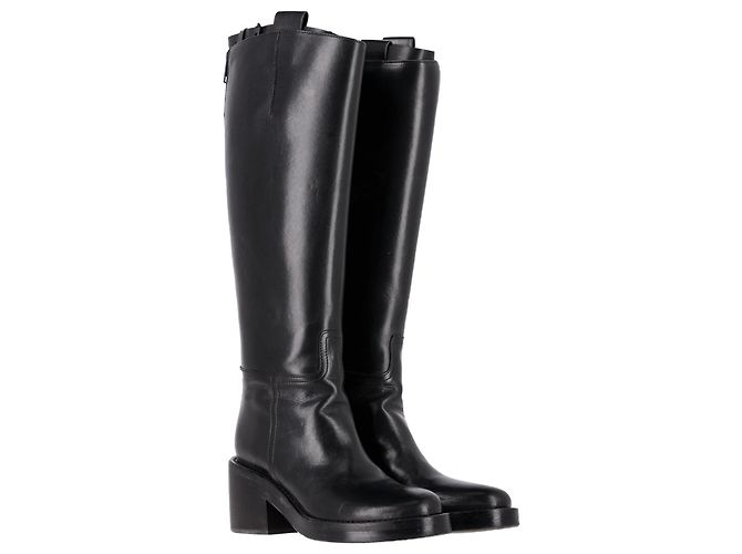 Ann Demeulemeester Block-Heel Knee-High Riding Boots in Black Leather - view 4