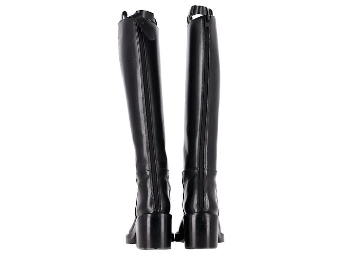 Ann Demeulemeester Block-Heel Knee-High Riding Boots in Black Leather - view 5