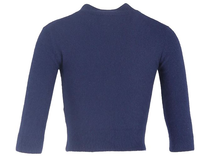 Mulberry kurz geschnittener, geknöpfter Cardigan aus blauer Wolle - Ansicht 3