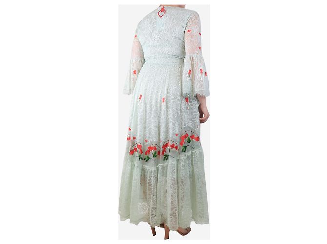 Alice by Temperley Maxikleid aus hellblauer Spitze mit Stickerei - Größe UK 14 Grün - Ansicht 2