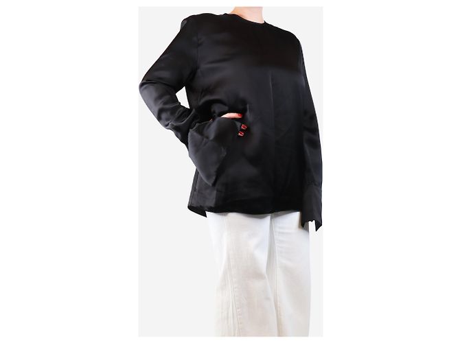 Autre Marque Schwarze Satinbluse Raey - Größe UK 12 - Ansicht 3