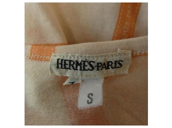 Camiseta de algodão Hermès S Bege Laranja - vista 4