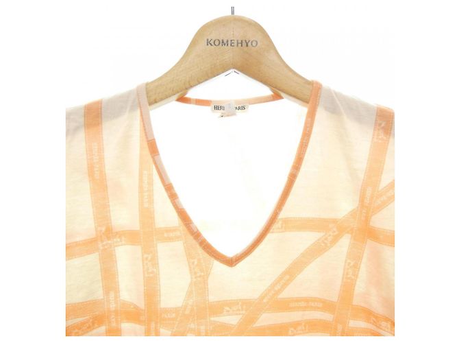 Camiseta de algodão Hermès S Bege Laranja - vista 5