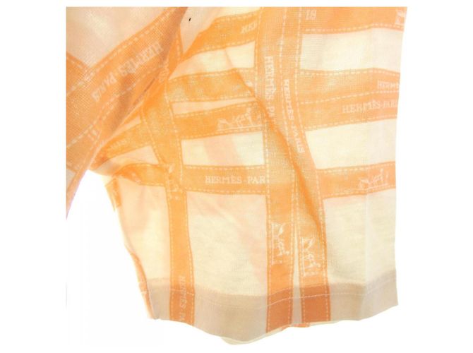 Camiseta de algodão Hermès S Bege Laranja - vista 6