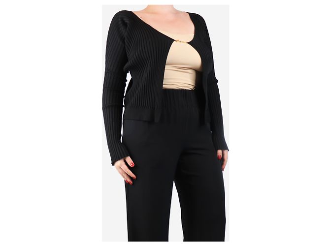 Jacquemus Schwarze gerippte cropped Strickjacke - Größe UK 14 - Ansicht 3