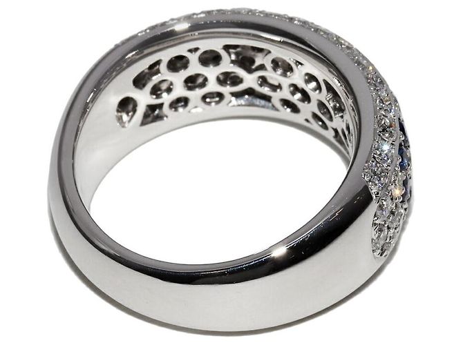 Autre Marque Pt900 Saphir-Diamant-Ring Blau - Ansicht 3