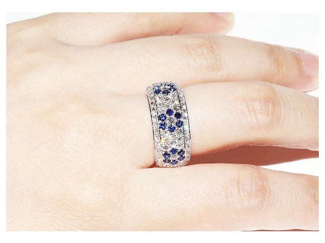 Autre Marque Pt900 Saphir-Diamant-Ring Blau - Ansicht 6