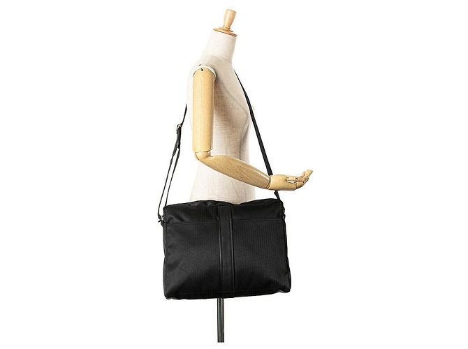 Borsa a tracolla in tela Chevron Acapulco di Hermès Nero - vista 14