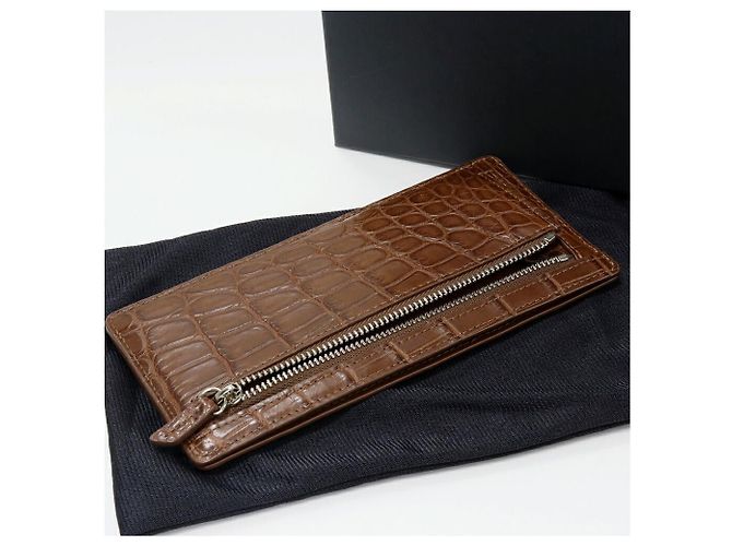 Autre Marque Cartera larga con cremallera de cocodrilo mate con monedero Bronce - vista 2