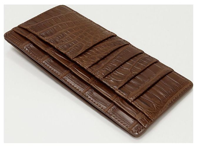 Autre Marque Cartera larga con cremallera de cocodrilo mate con monedero Bronce - vista 3