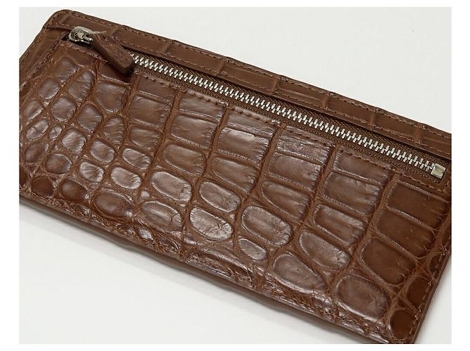 Autre Marque Cartera larga con cremallera de cocodrilo mate con monedero Bronce - vista 4