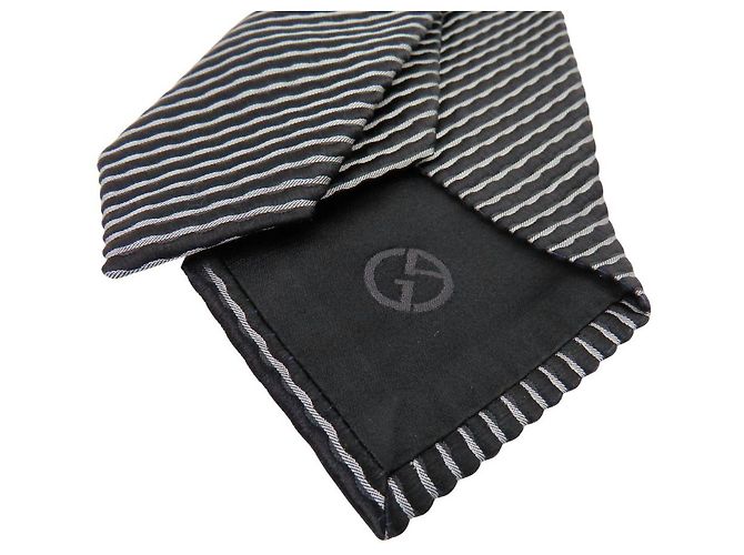 Gravata 100% seda Giorgio Armani Prata - vista 3