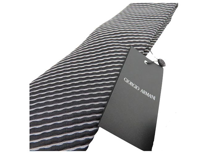 Gravata 100% seda Giorgio Armani Prata - vista 5