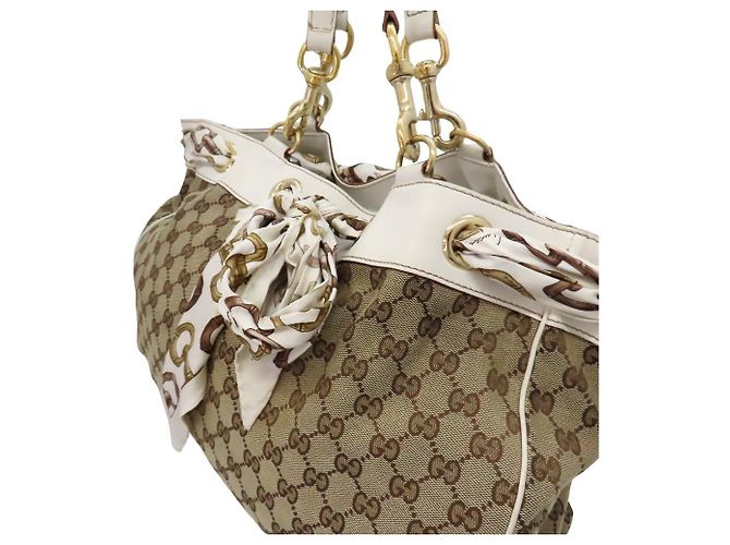 Borsa Tote GG Canvas Gucci 153033 Bianco - vista 5