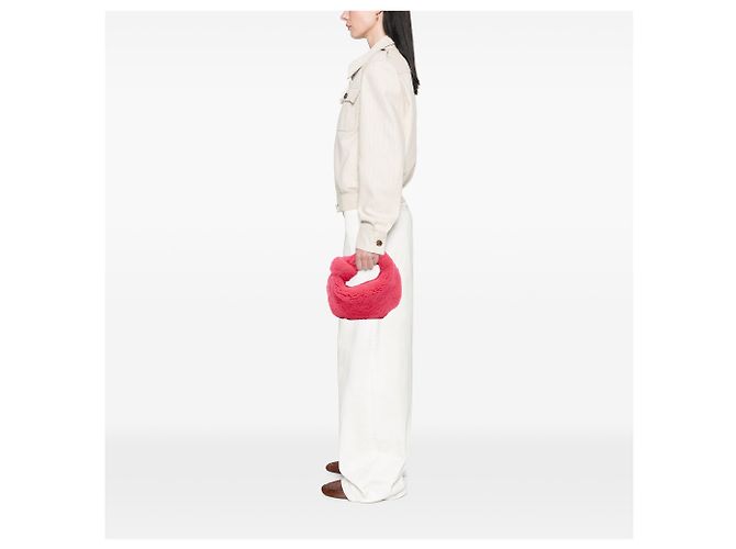 Bottega Veneta Mini Jodie in shearling rosa - vista 11