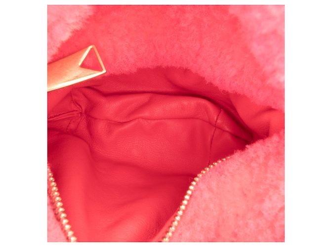 Bottega Veneta Mini Jodie in shearling rosa - vista 4