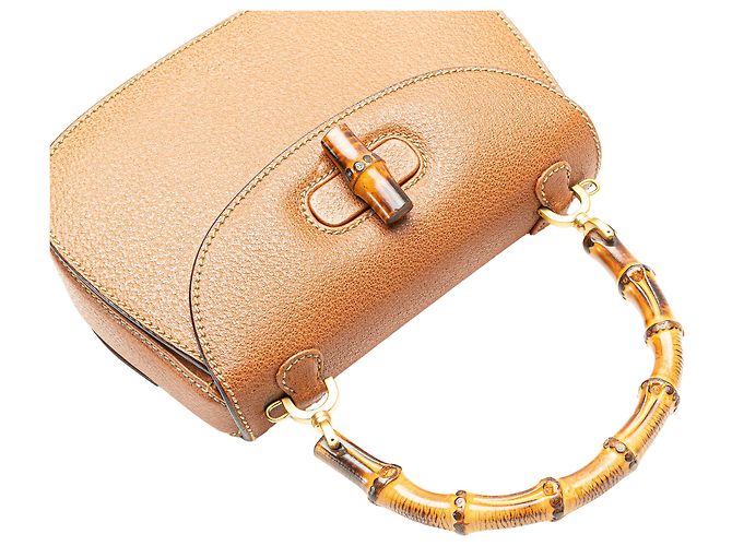 Gucci Brown Small Grained Calfskin Bamboo Night - vista 10