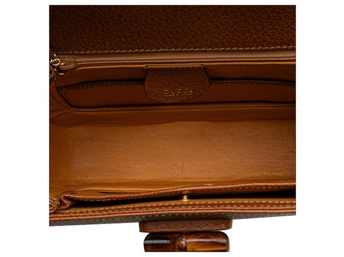Gucci Brown Small Grained Calfskin Bamboo Night - vista 4