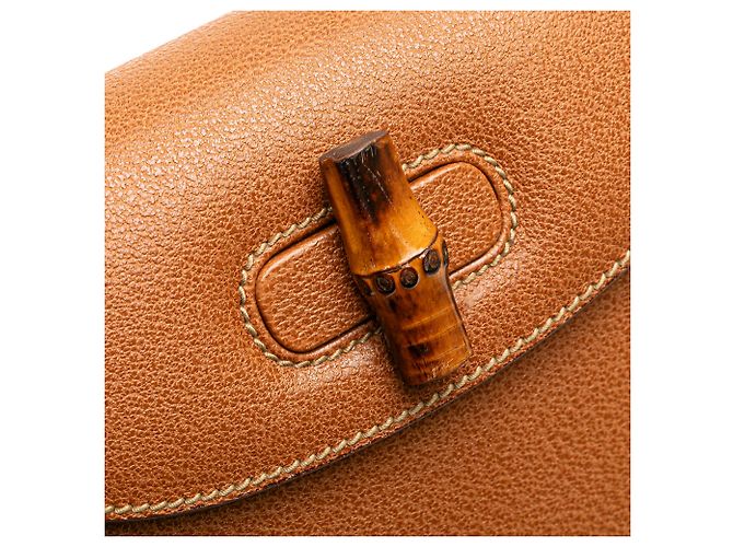 Gucci Brown Small Grained Calfskin Bamboo Night - vista 8