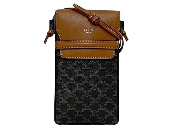 Triomphe Céline Borsa a spalla per telefono Celine Marrone Nero - vista 2