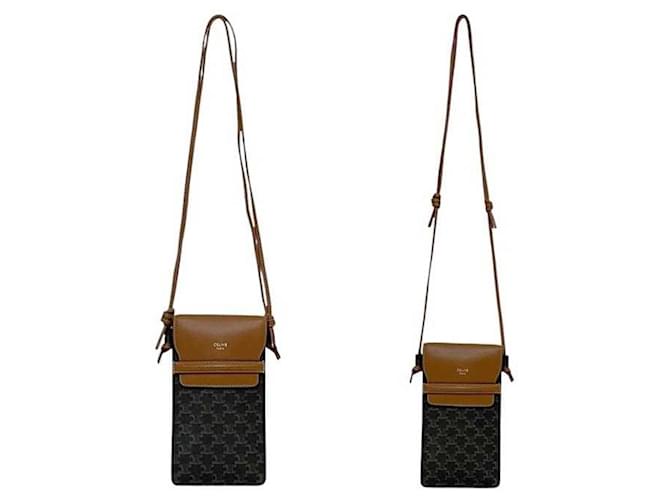 Triomphe Céline Borsa a spalla per telefono Celine Marrone Nero - vista 3