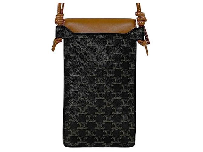 Triomphe Céline Borsa a spalla per telefono Celine Marrone Nero - vista 4