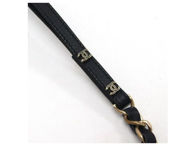 Chanel 06P Chain Coco Mark Dog Leash and Collar Set Black Golden - view 11