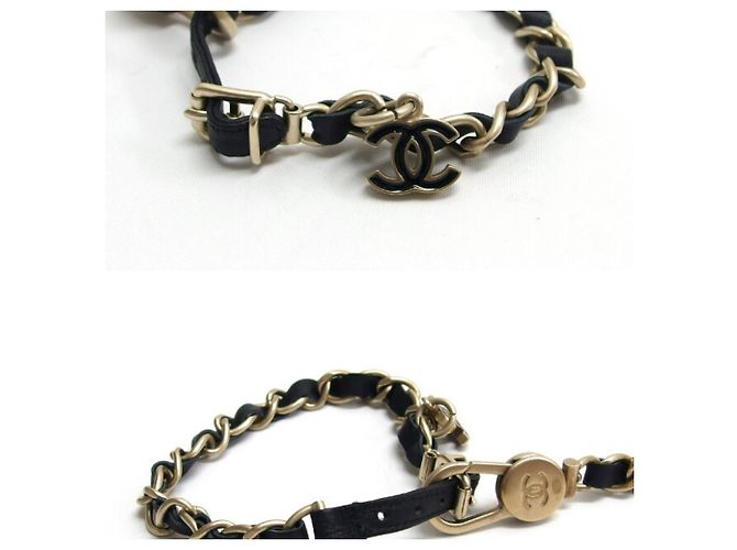 Chanel 06P Chain Coco Mark Dog Leash and Collar Set Black Golden - view 4