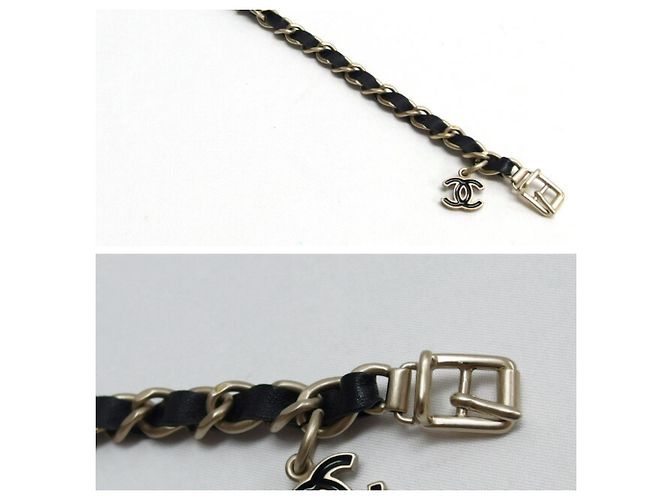 Chanel 06P Chain Coco Mark Dog Leash and Collar Set Black Golden - view 6